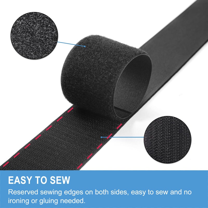 QTBLY 4in x 5ft | Sew On Hook and Loop Strips for Fabric | Non-Adhesive Hook & Loop Roll for Clothes Sewing - Image 3